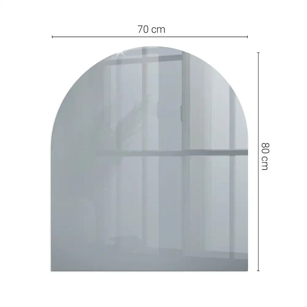 Plaque de sol semi-ovale pour cheminée en verre trempé gris