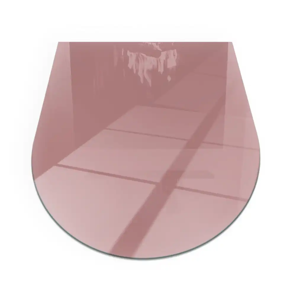Plaque de sol semi-ovale en verre trempé pour poêle et cheminée couleur rose
