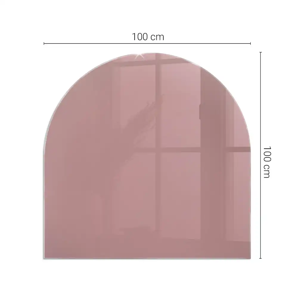 Plaque de sol semi-ovale en verre trempé pour poêle et cheminée couleur rose
