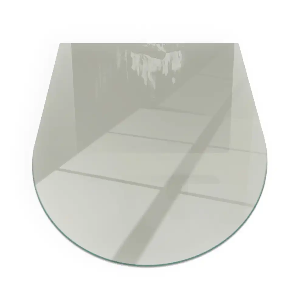 Plaque de sol semi-ovale en verre pour poêle à bois gris-vert