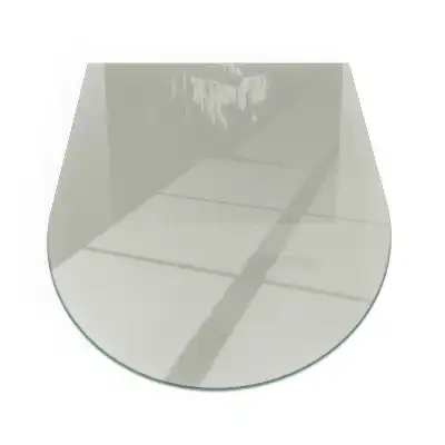 Plaque de sol semi-ovale en verre pour poêle à bois gris-vert