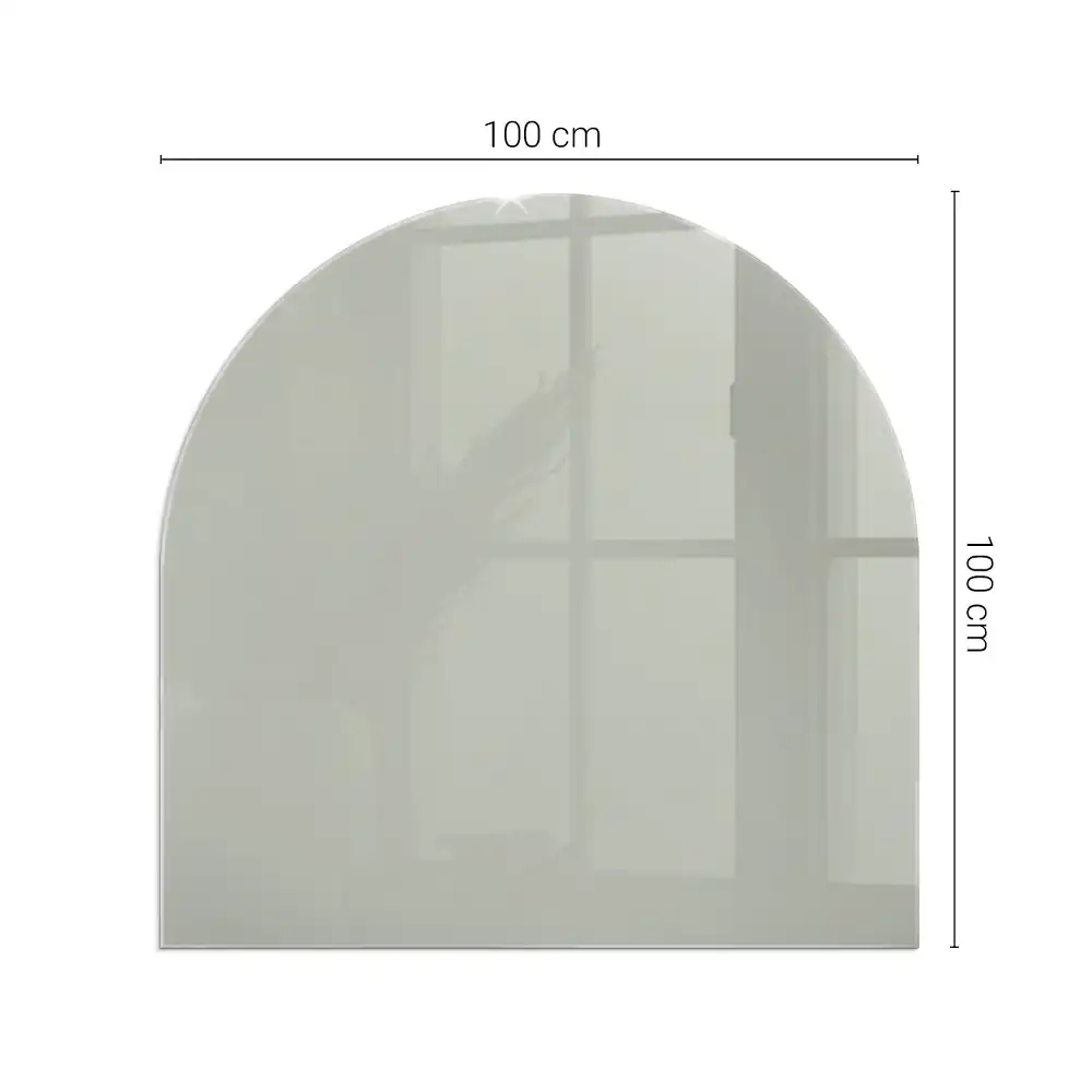 Plaque de sol semi-ovale en verre pour poêle à bois gris-vert