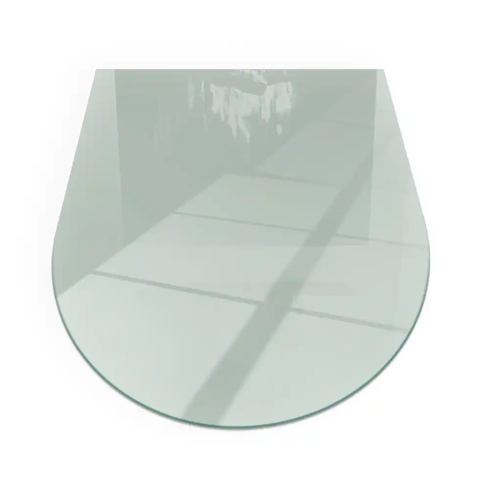 Plaque de sol semi-ovale en verre pour cheminée vert clair