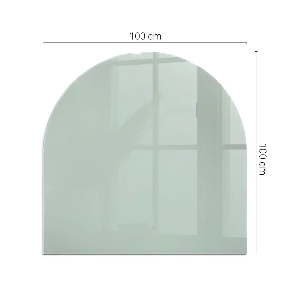 Plaque de sol semi-ovale en verre pour cheminée vert clair