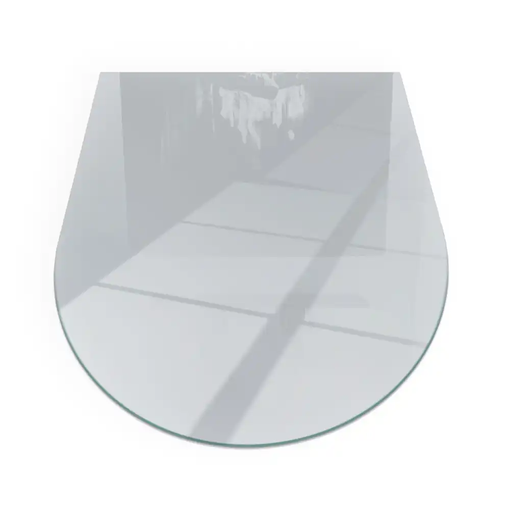 Plaque de sol semi-ovale en verre trempé grise pour cheminée