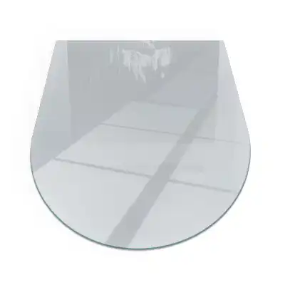 Plaque de sol semi-ovale en verre trempé grise pour cheminée