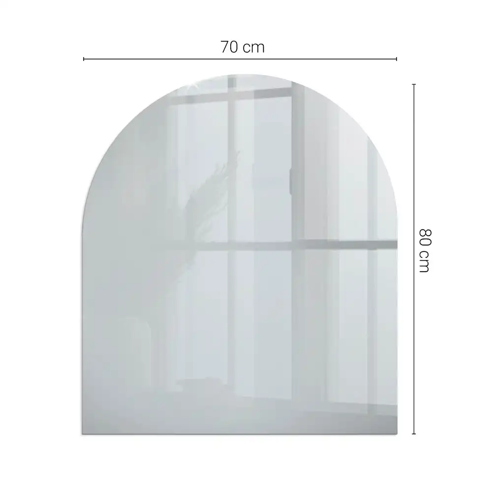 Plaque de sol semi-ovale en verre trempé grise pour cheminée