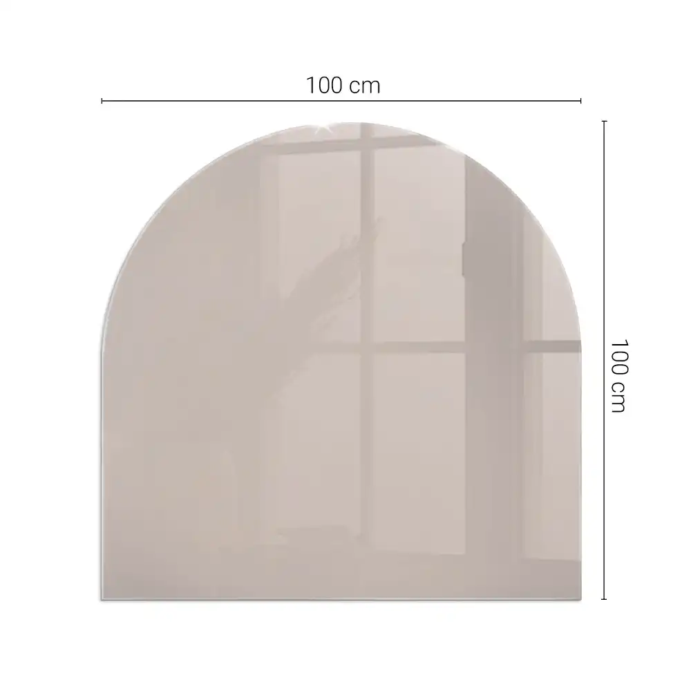 Plaque de protection en verre trempé semi-ovale pour poêle cheminée brun clair