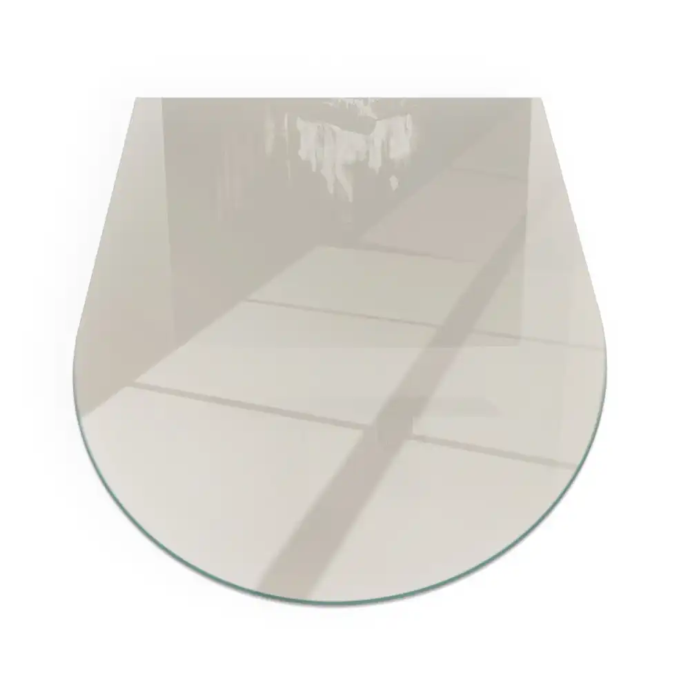 Plaque de protection semi-ovale en verre pour poêle à bois couleur crème claire
