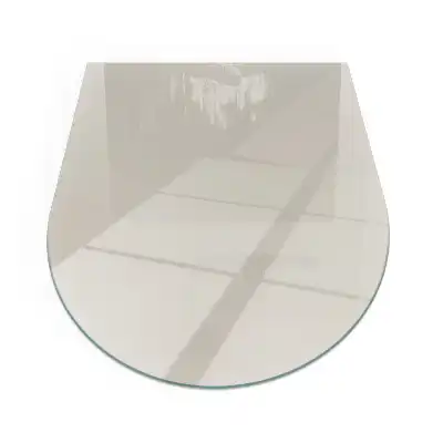 Plaque de protection semi-ovale en verre pour poêle à bois couleur crème claire