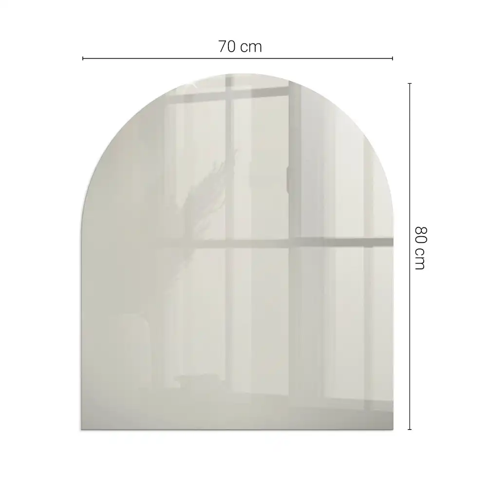 Plaque de protection semi-ovale en verre pour poêle à bois couleur crème claire