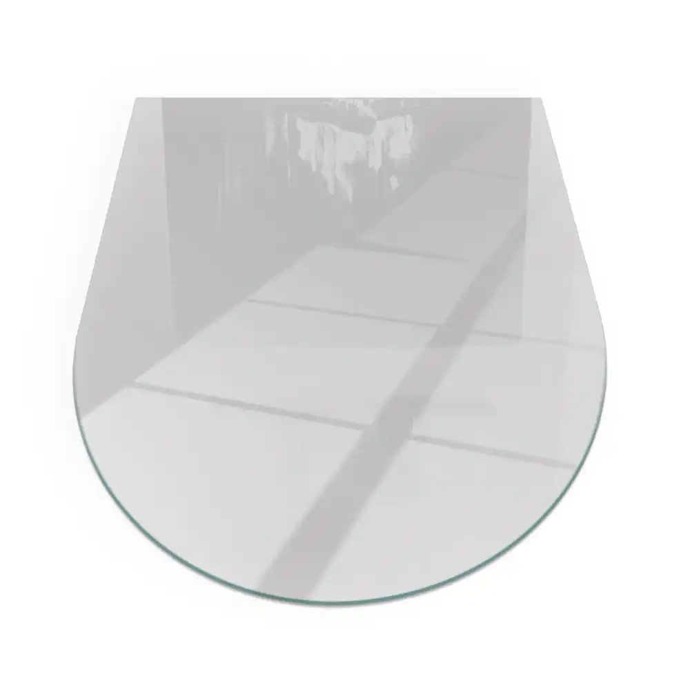 Plaque de sol semi-ovale en verre gris pour cheminée