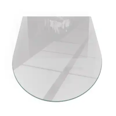 Plaque de sol semi-ovale en verre gris pour cheminée