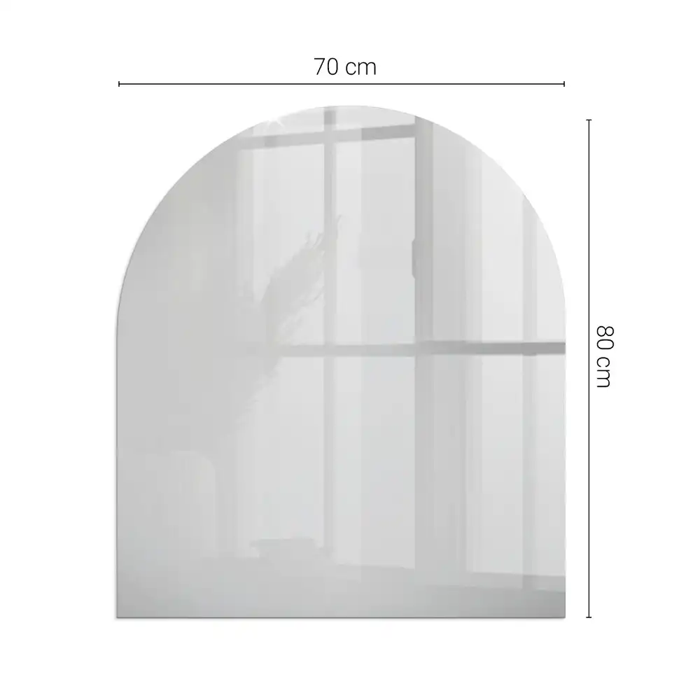 Plaque de sol semi-ovale en verre gris pour cheminée