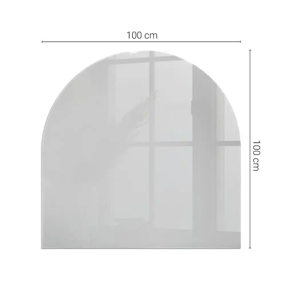 Plaque de sol semi-ovale en verre gris pour cheminée