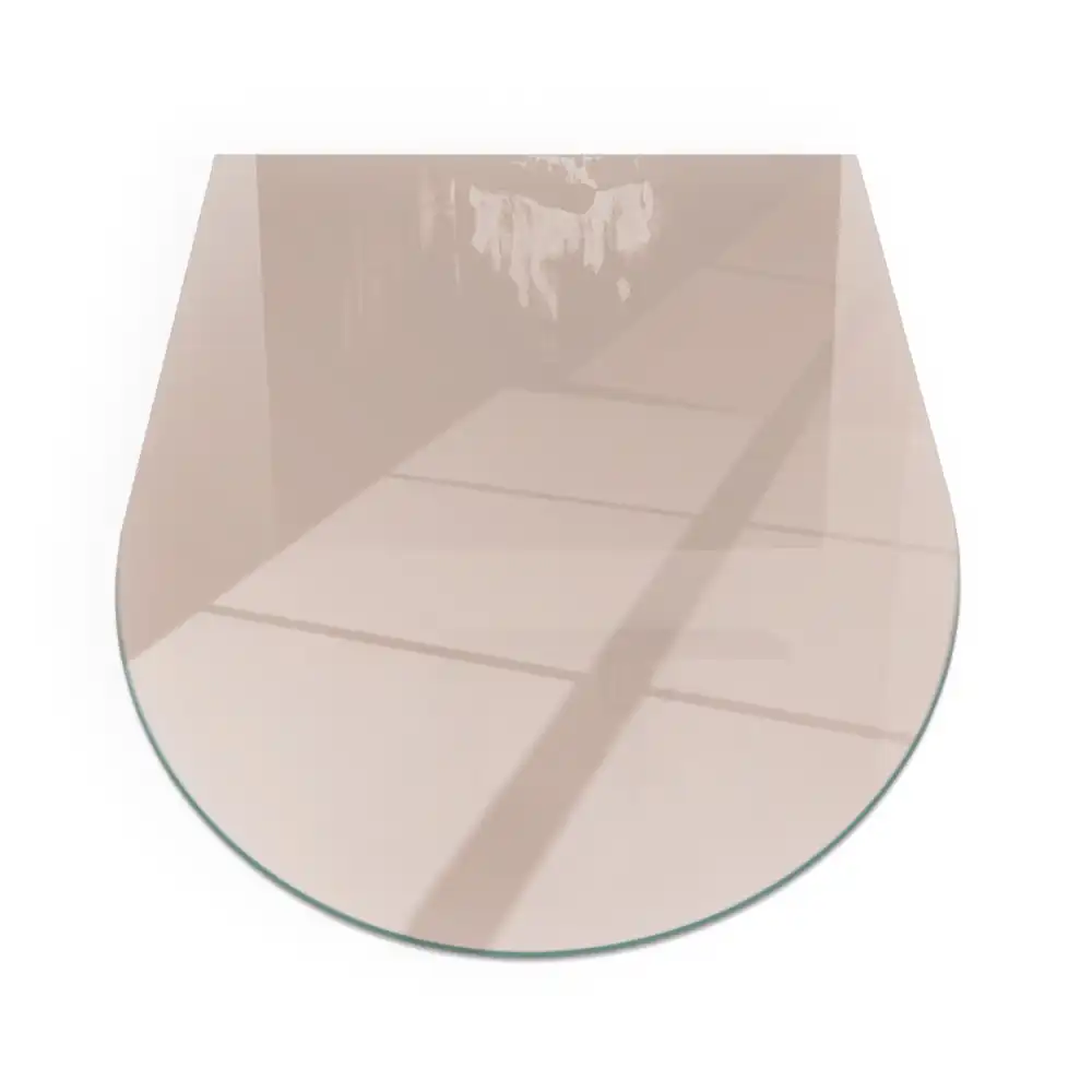 Plaque de sol semi-ovale en verre trempé pour cheminée couleur brun clair