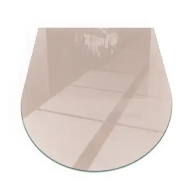 Plaque de sol semi-ovale en verre trempé pour cheminée couleur brun clair