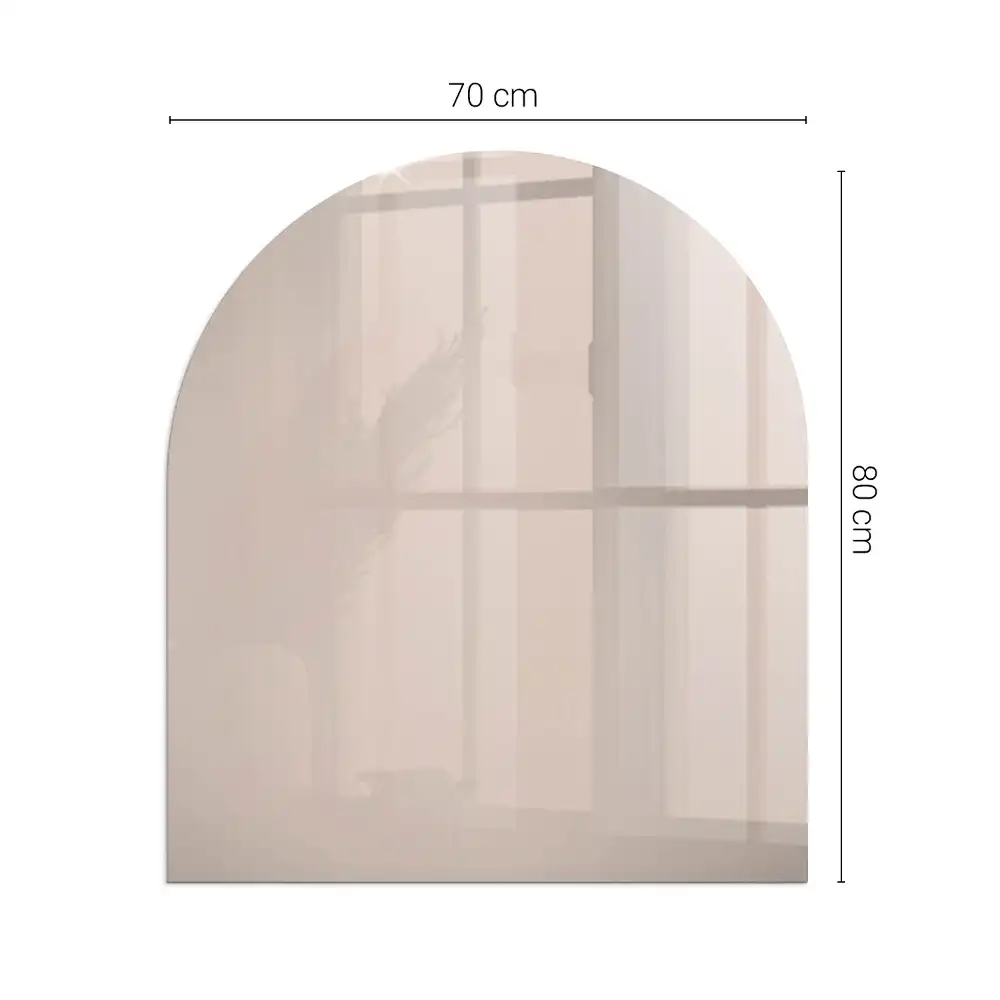 Plaque de sol semi-ovale en verre trempé pour cheminée couleur brun clair