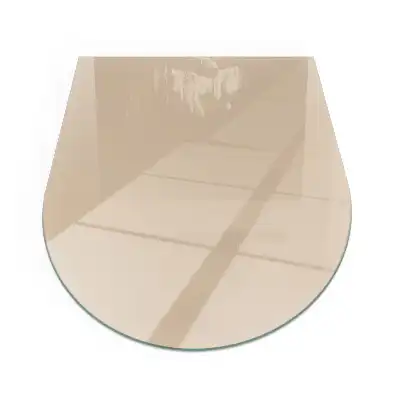 Plaque de sol semi-ovale en verre trempé pour poêle beige