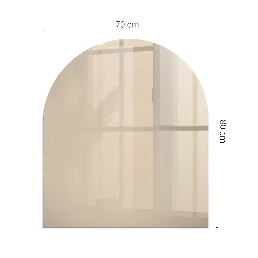 Plaque de sol semi-ovale en verre trempé pour poêle beige