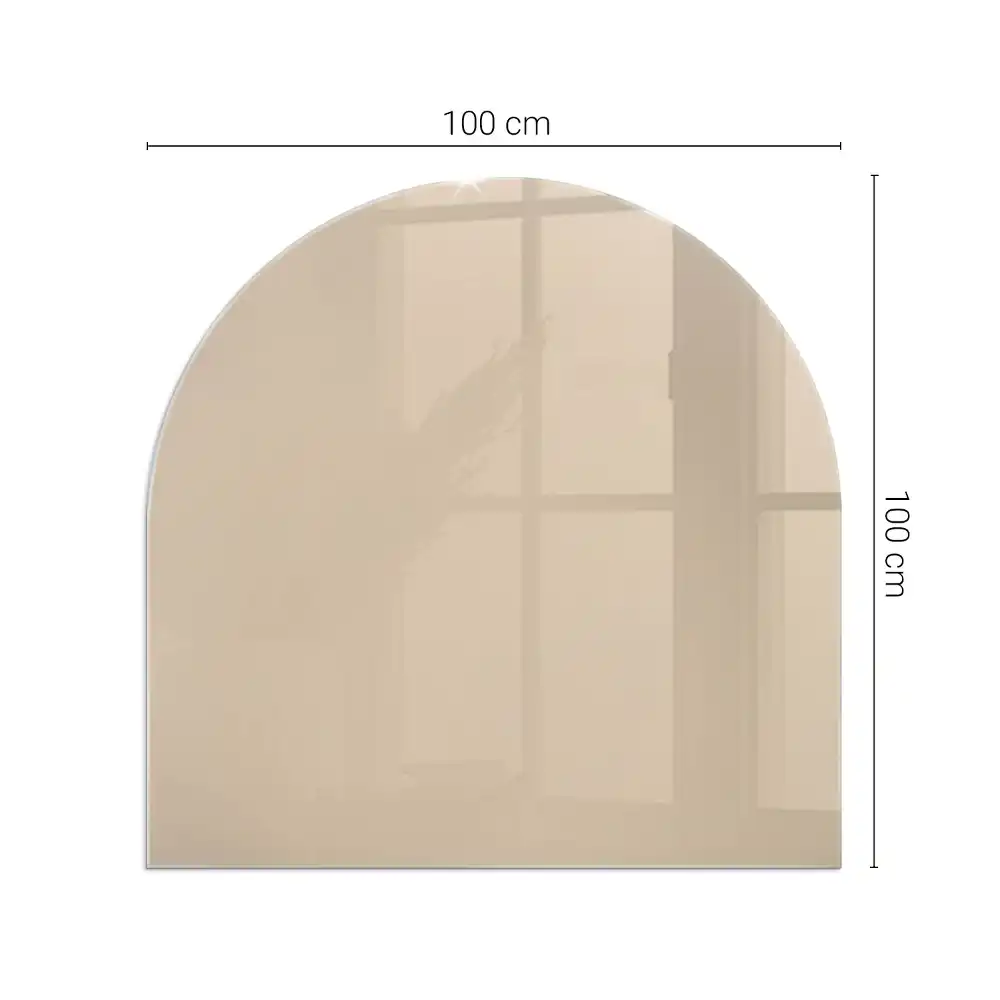 Plaque de sol semi-ovale en verre trempé pour poêle beige