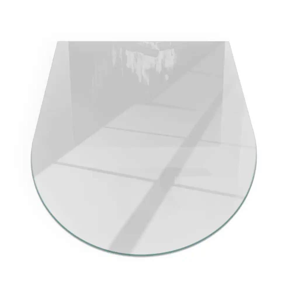 Plaque de sol semi-ovale en verre gris pour poêle à bois