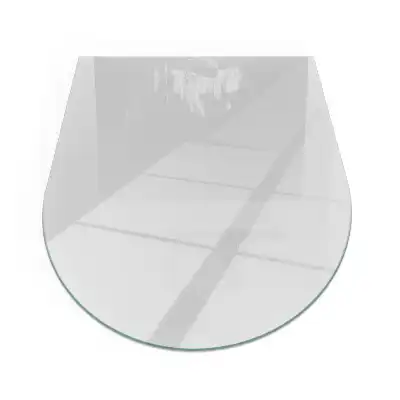 Plaque de sol semi-ovale en verre gris pour poêle à bois