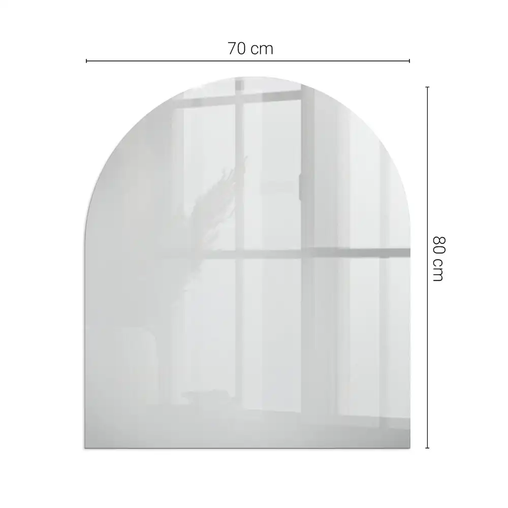 Plaque de sol semi-ovale en verre gris pour poêle à bois