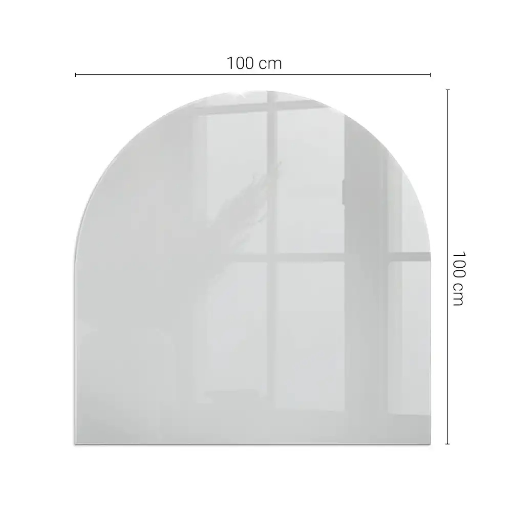 Plaque de sol semi-ovale en verre gris pour poêle à bois