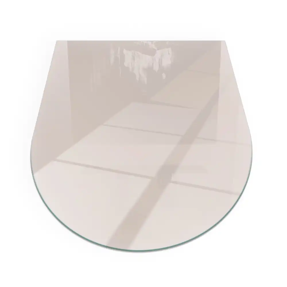 Plaque de sol pour cheminée en verre semi-ovale rose pâle