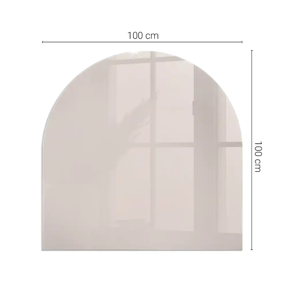 Plaque de sol pour cheminée en verre semi-ovale rose pâle