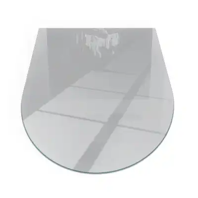 Plaque de sol semi-ovale en verre trempé gris clair pour cheminée