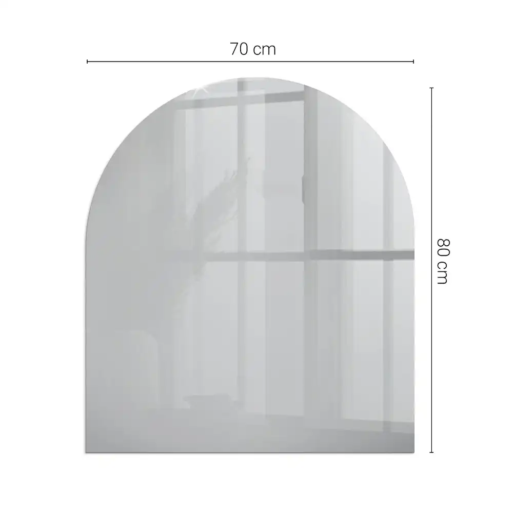 Plaque de sol semi-ovale en verre trempé gris clair pour cheminée
