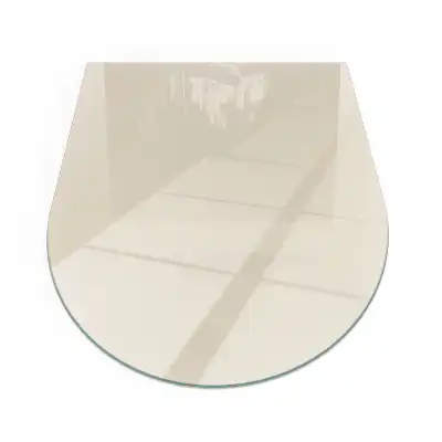 Plaque de sol semi-ovale beige pour cheminée