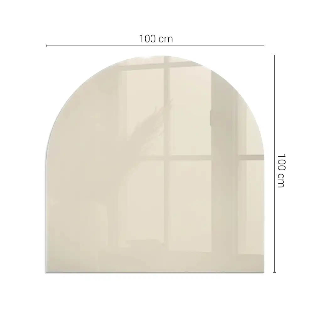 Plaque de sol semi-ovale beige pour cheminée