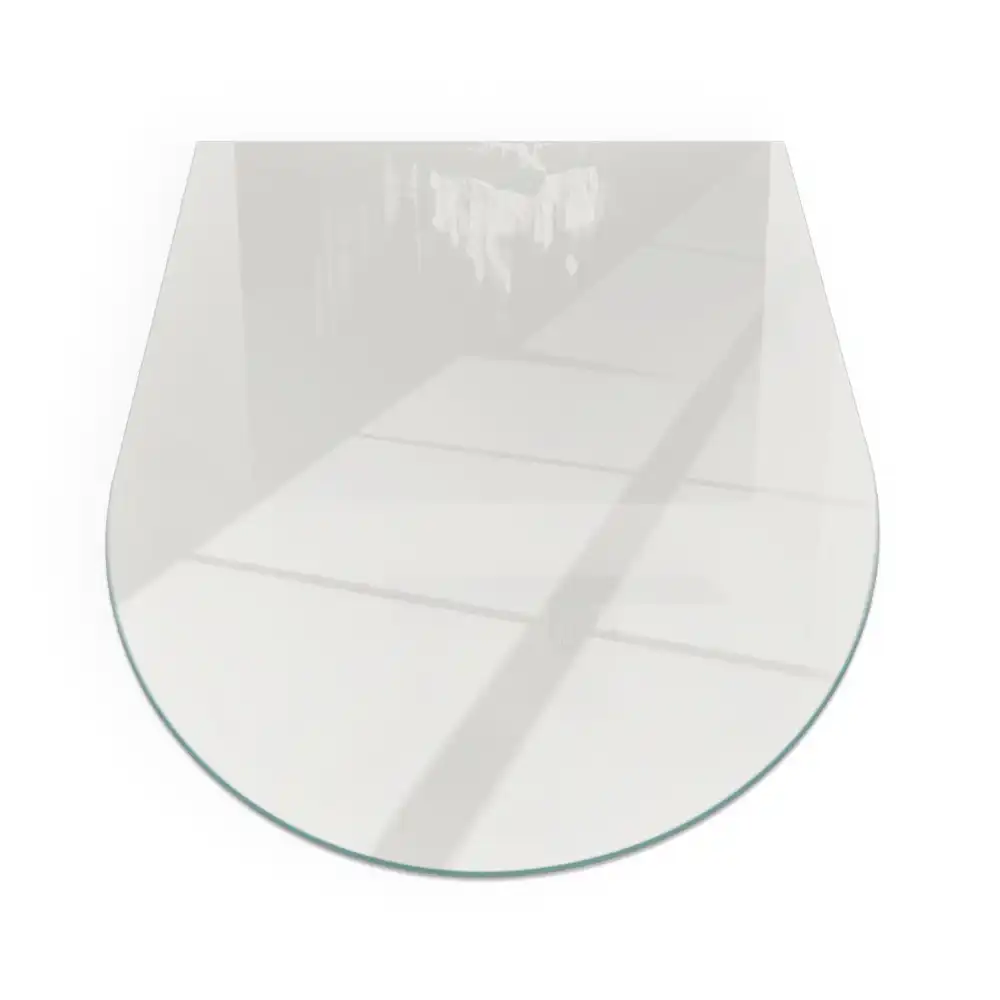 Plaque de sol semi-ovale en verre trempé pour poêle gris