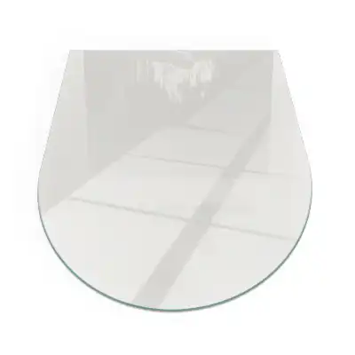 Plaque de sol semi-ovale en verre trempé pour poêle gris