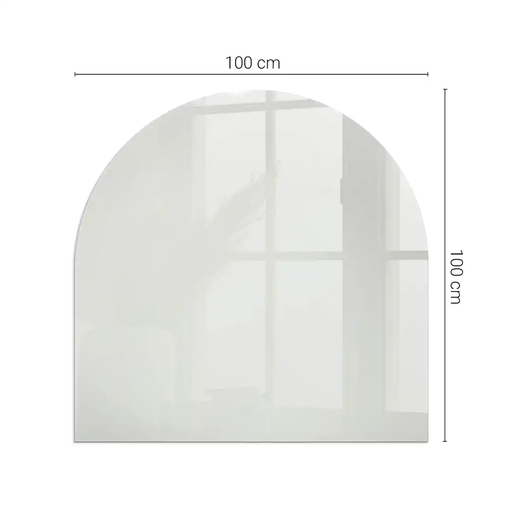 Plaque de sol semi-ovale en verre trempé pour poêle gris