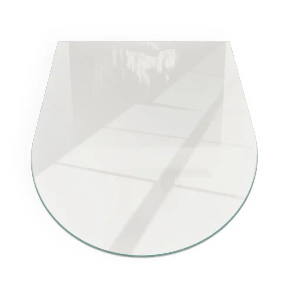 Plaque de sol semi-ovale en verre pour poêle à bois couleur ivoire