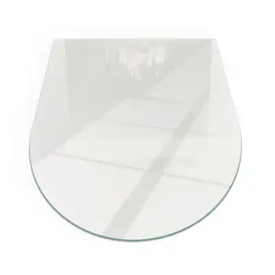 Plaque de sol semi-ovale en verre pour poêle à bois couleur ivoire