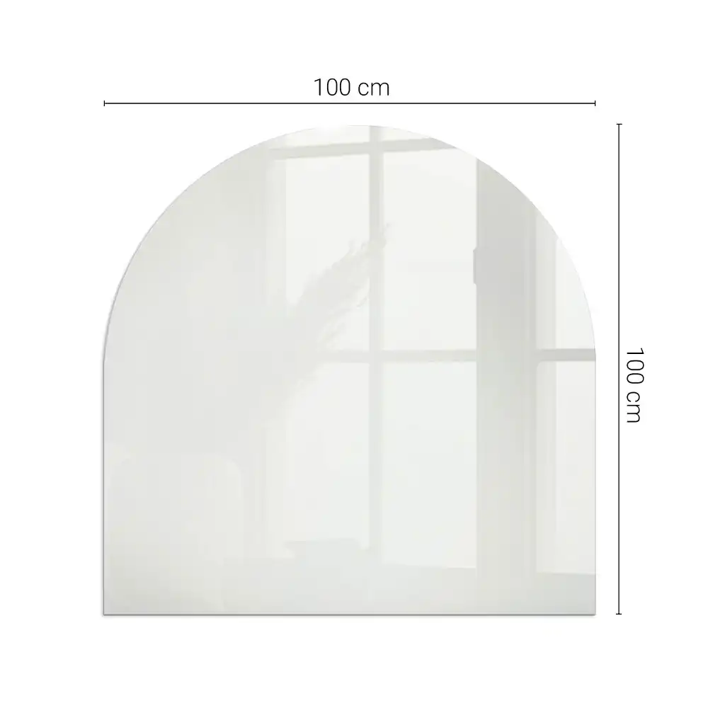 Plaque de sol semi-ovale en verre pour poêle à bois couleur ivoire