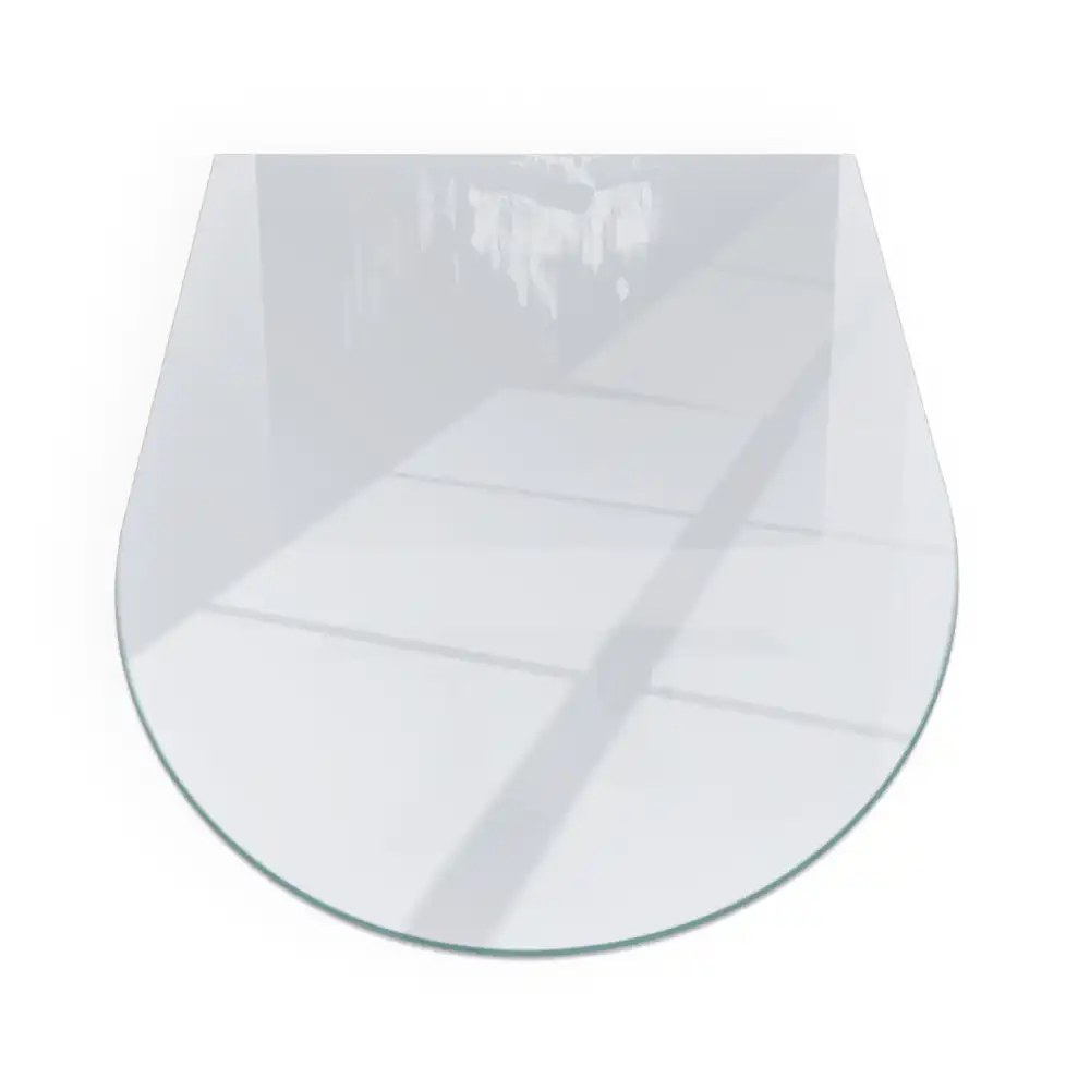 Plaque de sol semi-ovale en verre pour cheminée couleur blanche