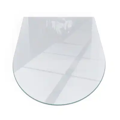 Plaque de sol semi-ovale en verre pour cheminée couleur blanche