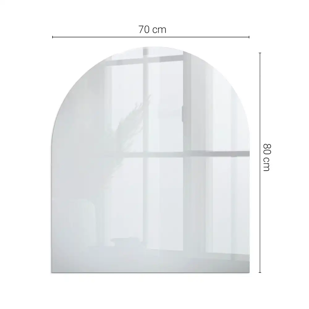 Plaque de sol semi-ovale en verre pour cheminée couleur blanche