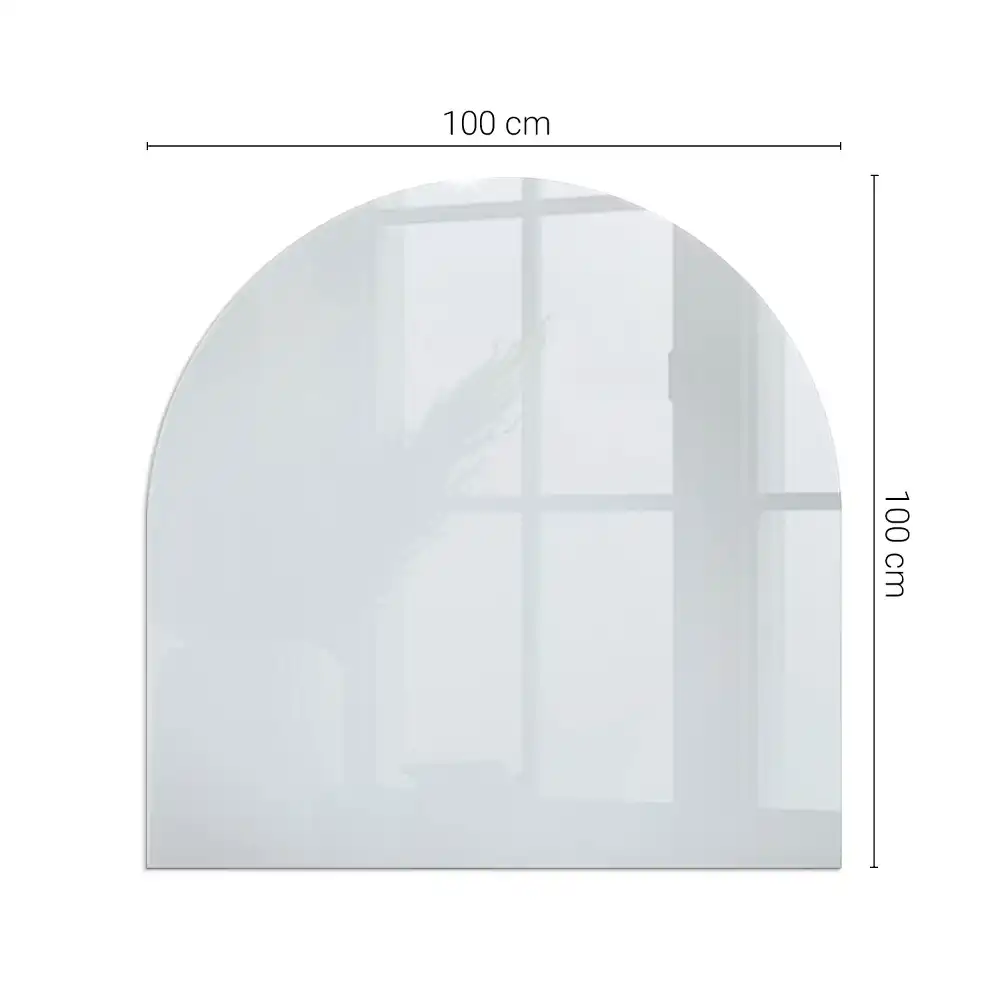Plaque de sol semi-ovale en verre pour cheminée couleur blanche