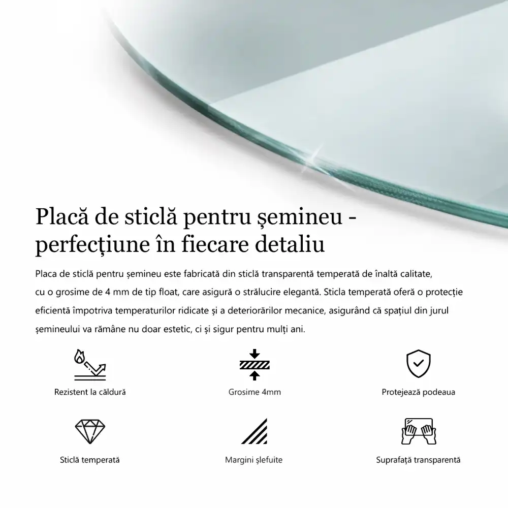 Plaque de sol en verre transparent sous poêle