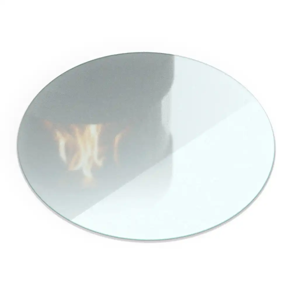Plaque de protection ronde semi-transparente pour poêle à bois