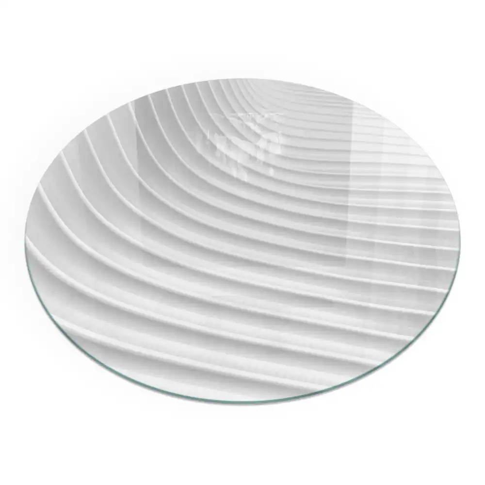 Plaque de sol ronde en verre pour cheminée motif vagues de lignes