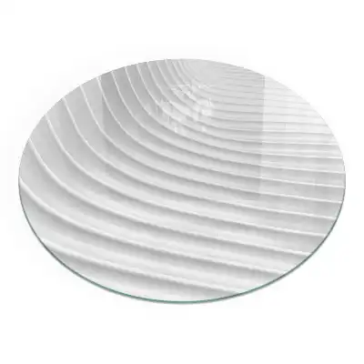 Plaque de sol ronde en verre pour cheminée motif vagues de lignes