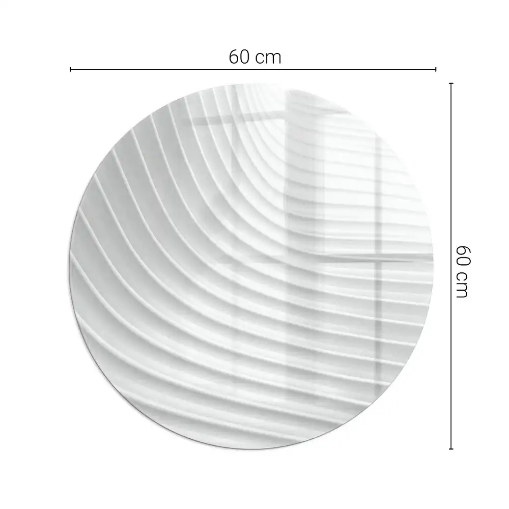 Plaque de sol ronde en verre pour cheminée motif vagues de lignes